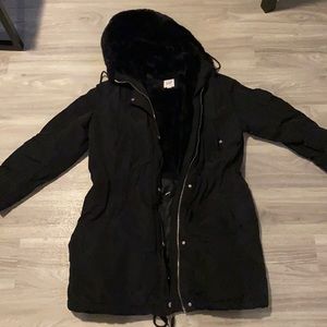 Winter fur jacket + vintage denim jacket